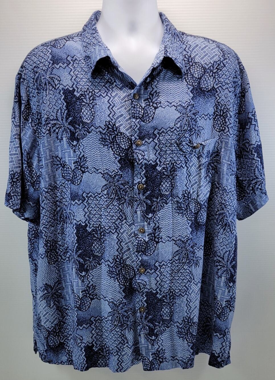 A) Batik Bay Men Button Down Short Sleeve Hawaiian Pineapple Shirt XXL
